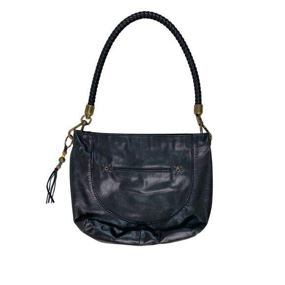 The Sak Women's Black Leather Beaded Tassel Removeable Strap Shoulder Bag - Picture 1 of 4